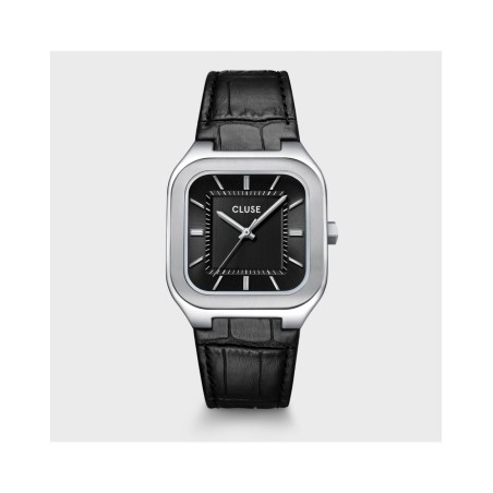 RELOJ CLUSE BLACK SILVER QUADRUS LEATHER