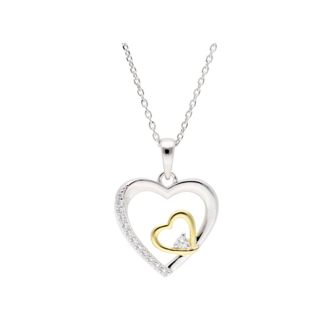 COLGANTE CORAZÓN PLATA Y CIRCONITAS