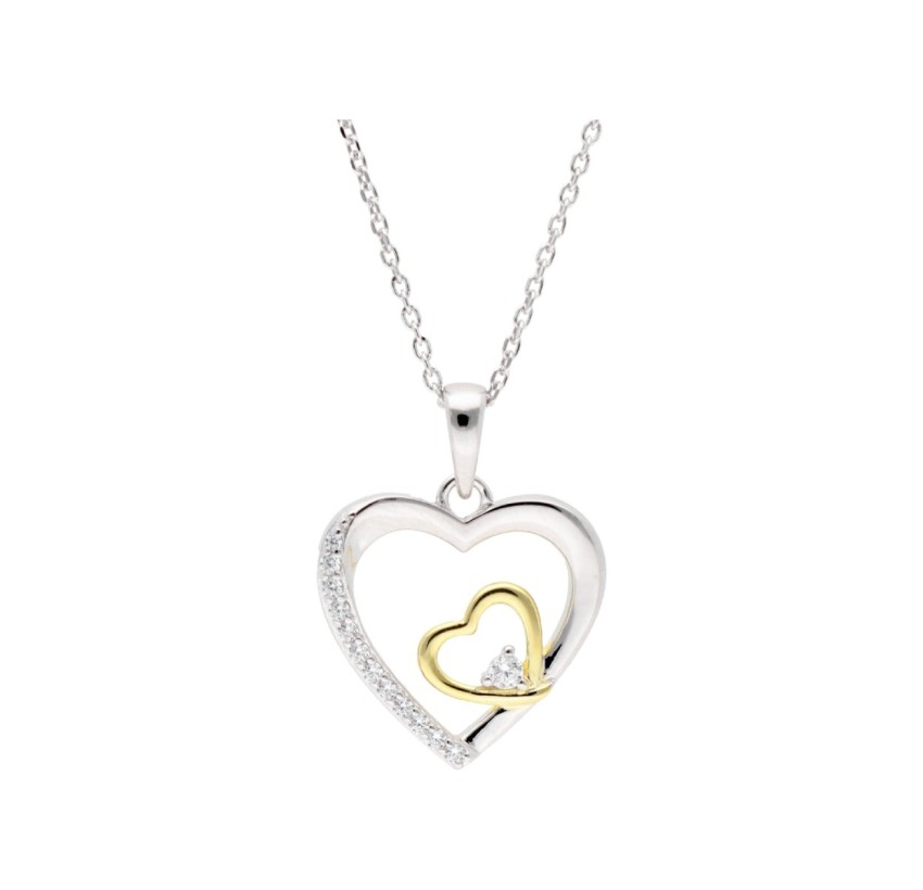 COLGANTE CORAZÓN PLATA Y CIRCONITAS