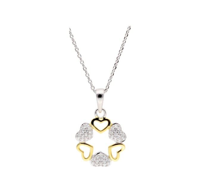 COLGANTE CORAZONES PLATA Y CIRCONITAS