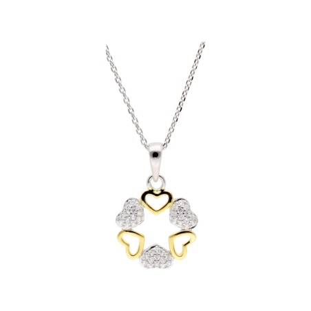 COLGANTE CORAZONES PLATA Y CIRCONITAS