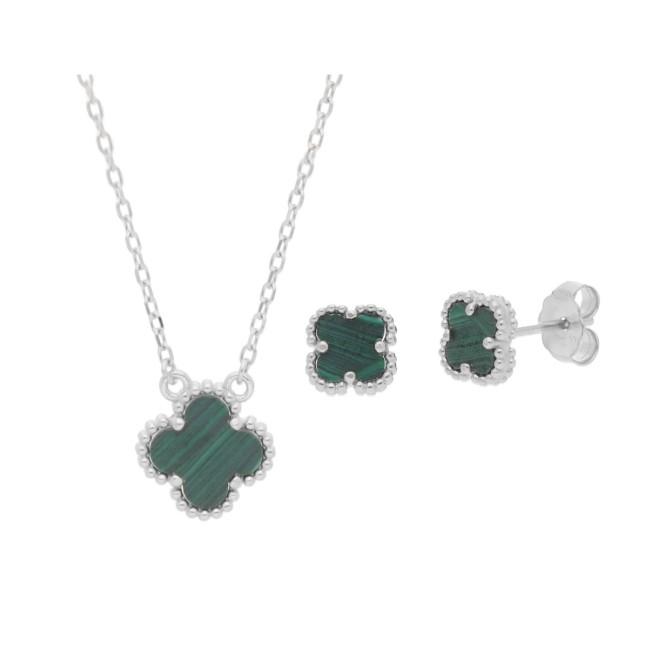 CONJUNTO PLATA Y MALAQUITA