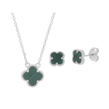 CONJUNTO PLATA Y MALAQUITA