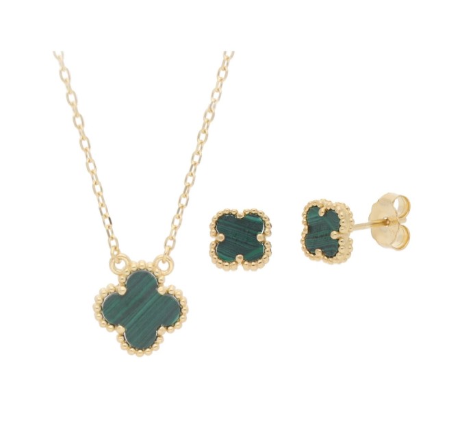 CONJUNTO PLATA Y MALAQUITA