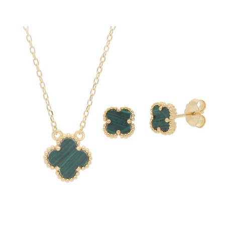 CONJUNTO PLATA Y MALAQUITA