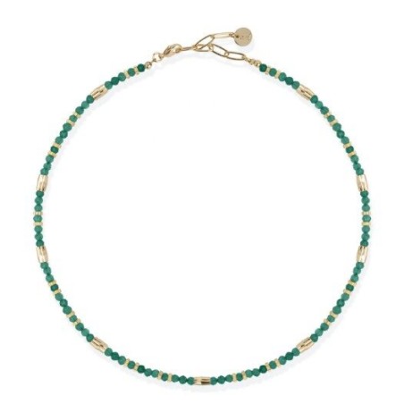 COLLAR ACERO DORADO Y VERDE LIUJO