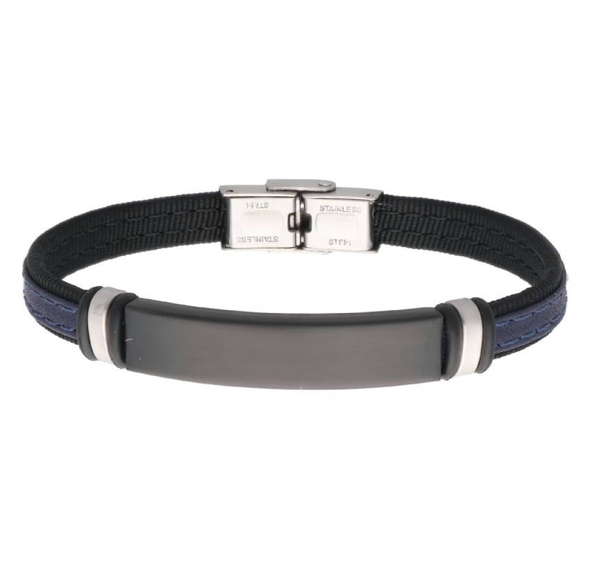 PULSERA ACERO Y PIEL 