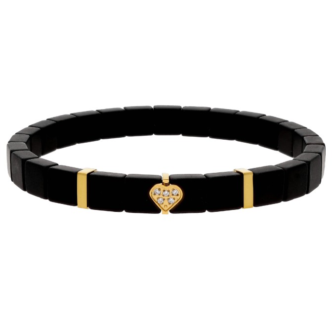 PULSERA EMATITES 6MM Y ACERO 18CM