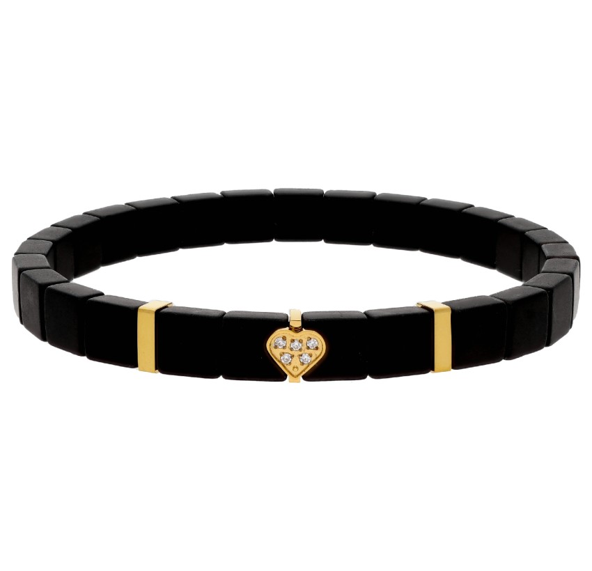 PULSERA EMATITES 6MM Y ACERO 18CM