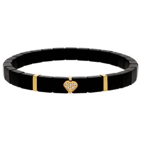PULSERA EMATITES 6MM Y ACERO 18CM