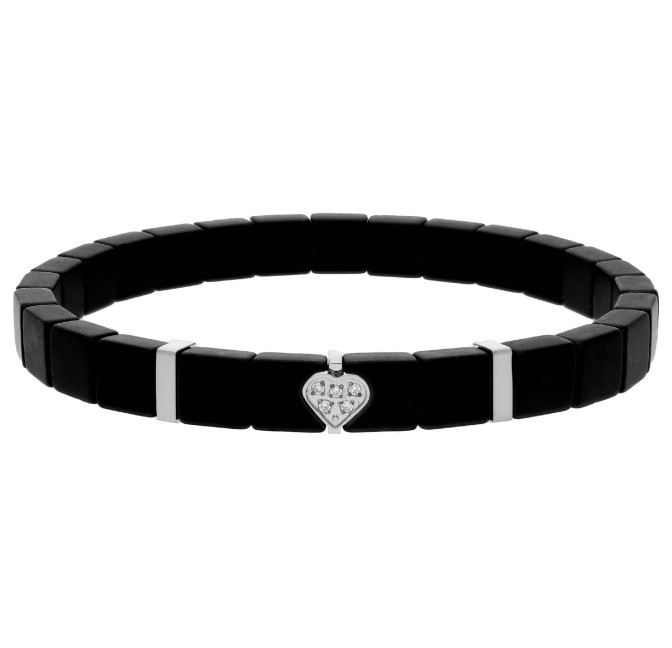 PULSERA EMATITES 6MM Y ACERO 18CM