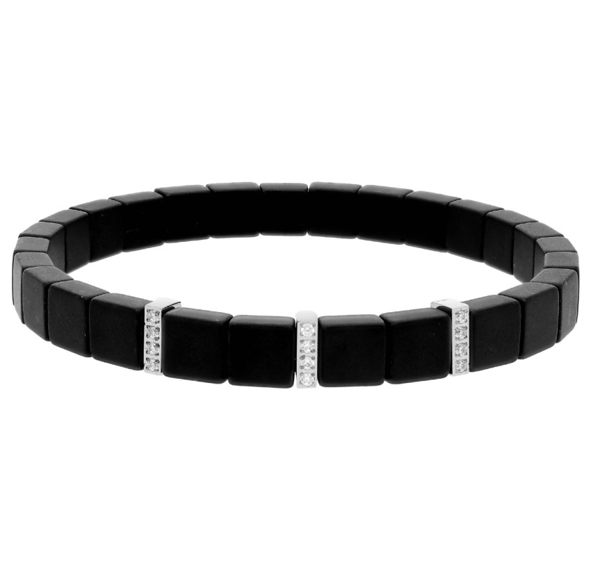PULSERA EMATITES 6MM Y ACERO 18CM