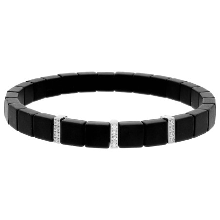 PULSERA EMATITES 6MM Y ACERO 18CM