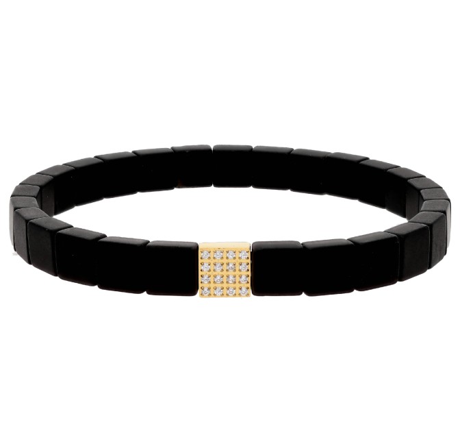 PULSERA EMATITES 6MM Y ACERO 18CM