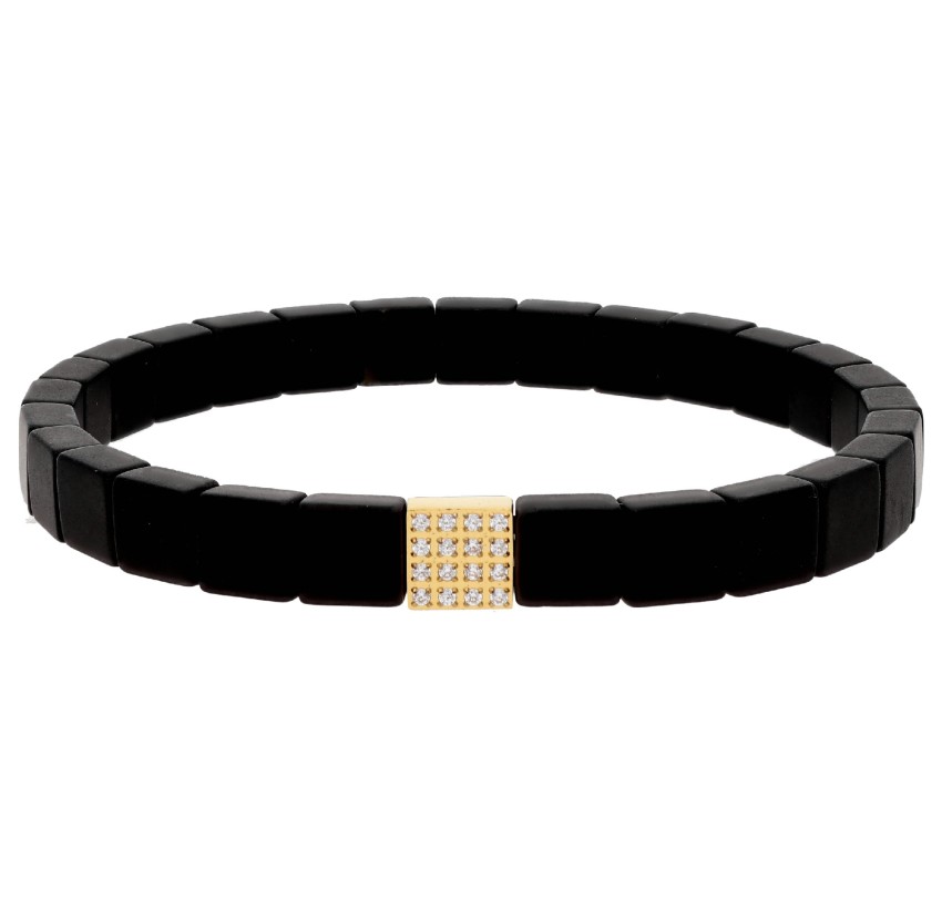 PULSERA EMATITES 6MM Y ACERO 18CM