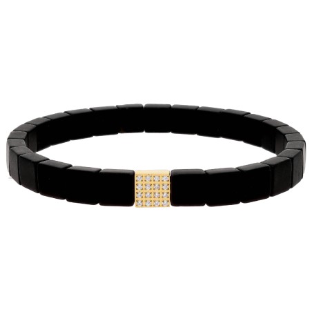 PULSERA EMATITES 6MM Y ACERO 18CM