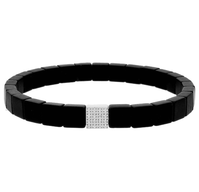 PULSERA EMATITES 6MM Y ACERO 18CM