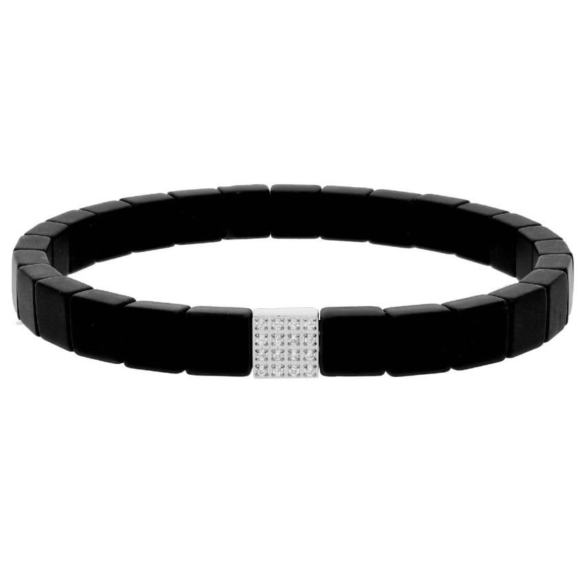 PULSERA EMATITES 6MM Y ACERO 18CM