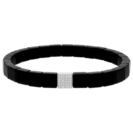 PULSERA EMATITES 6MM Y ACERO 18CM