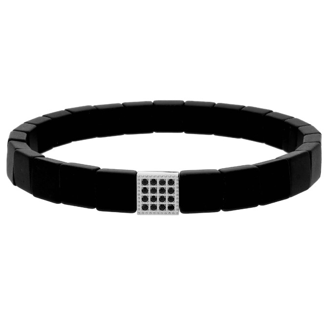 PULSERA EMATITES 8MM Y ACERO 20CM