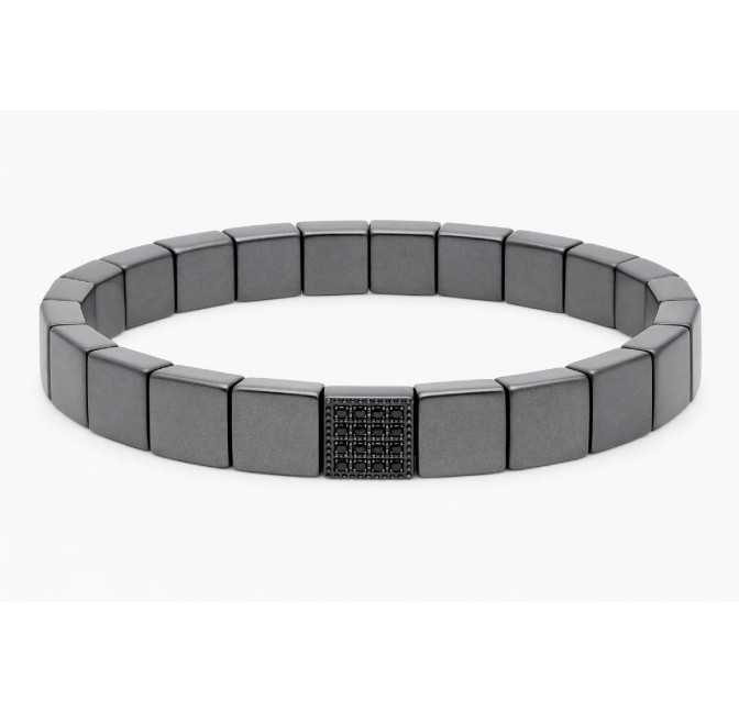 PULSERA EMATITES 8MM Y ACERO 20CM
