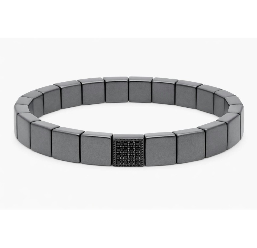 PULSERA EMATITES 8MM Y ACERO 20CM