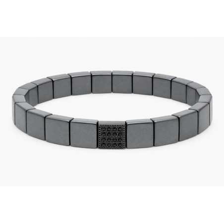 PULSERA EMATITES 8MM Y ACERO 20CM